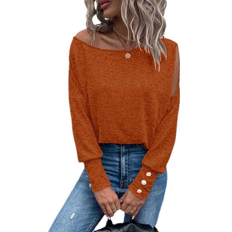 Damen Off-Shoulder Oberteil mit Knopfdetails EB
