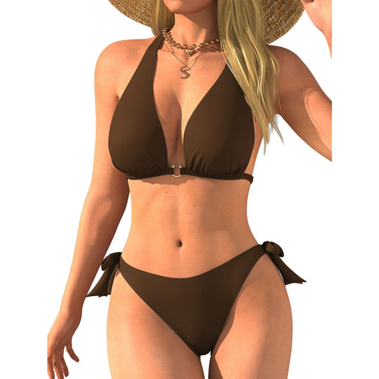 Damen Triangel-Bikini mit Rückenband und sinnlichem V-Ausschnitt EB