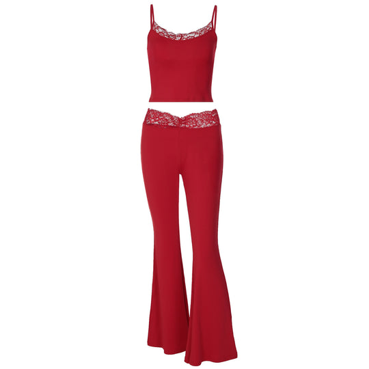 Damen Lässiges Oberteil und weiter geschnittene Hose Set EB