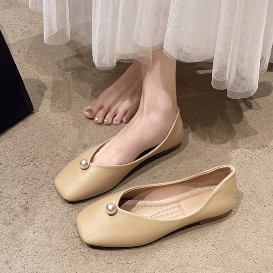 Damen elegante Ballerinas mit perlmuttfarbenem Akzent EB