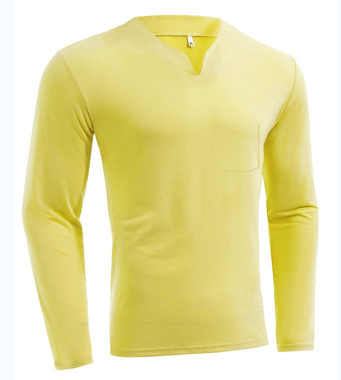 Herren nan Langarmshirt mit V-Ausschnitt Slim Fit Baumwollmix und elastischem Komfortbund EB