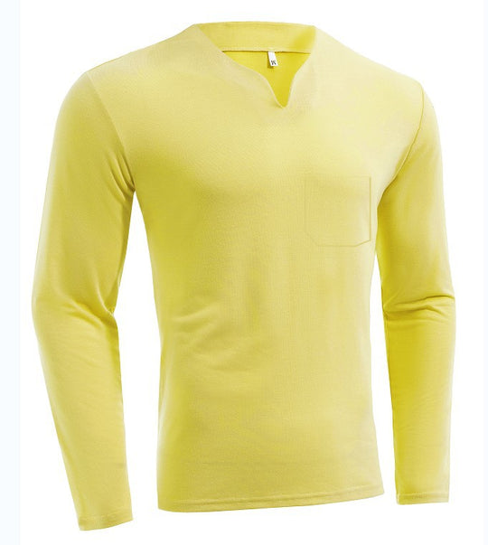 Herren nan Langarmshirt mit V-Ausschnitt Slim Fit Baumwollmix und elastischem Komfortbund EB