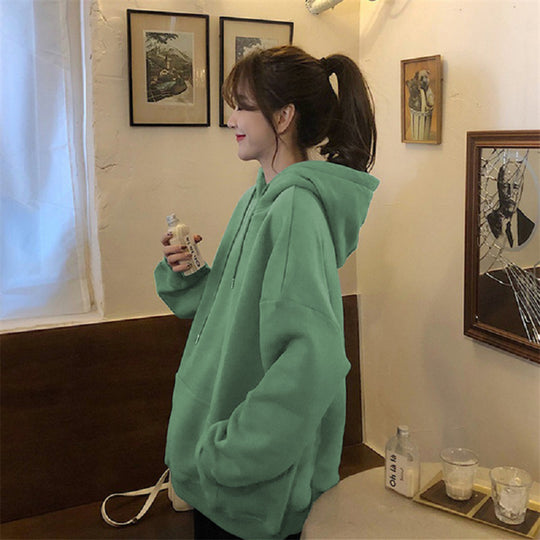 Damen kuscheliger Oversized-Hoodie mit hohem Kragen und praktischen Kängurutaschen EB