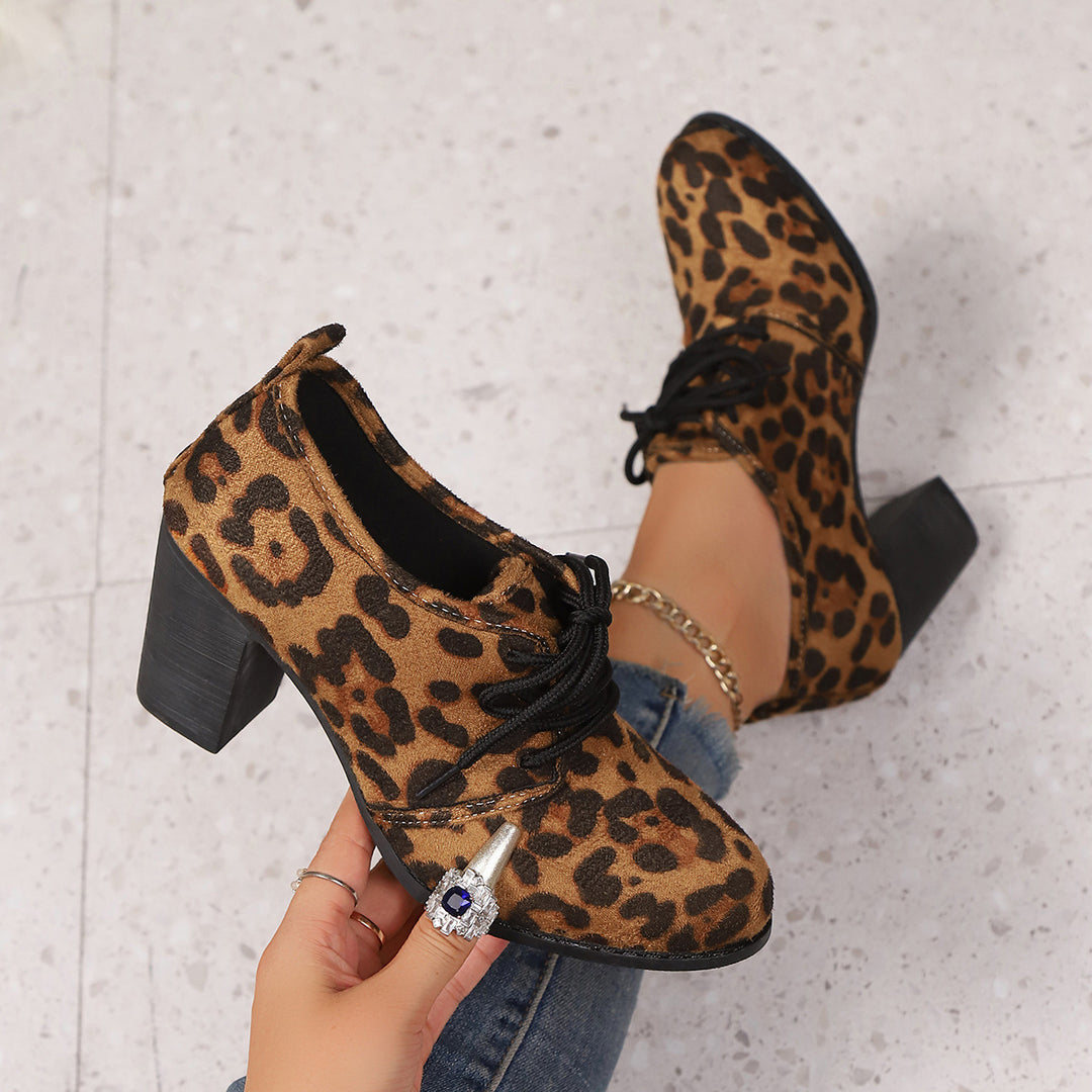 Damen elegante Plateau-Schnürschuhe mit modischem Blockabsatz und komfortablem Fußbett EB