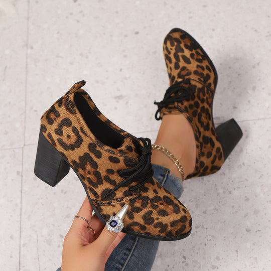 Damen elegante Plateau-Schnürschuhe mit modischem Blockabsatz und komfortablem Fußbett EB