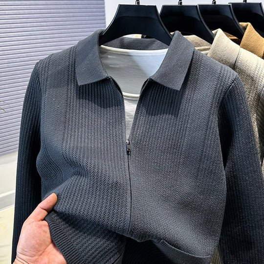 Damen Pullover mit strukturiertem Reißverschluss und klassischem Kragen EB