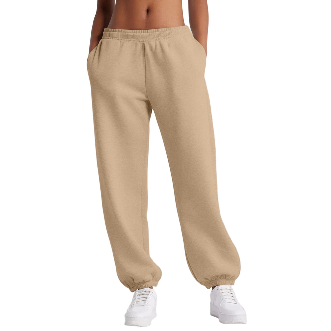 Damen nan schmale High‑Waist Sweat-Jogginghose mit hohem Komfortbund, verstellbarem Kordelzug und elastischen Knöchelbündchen EB