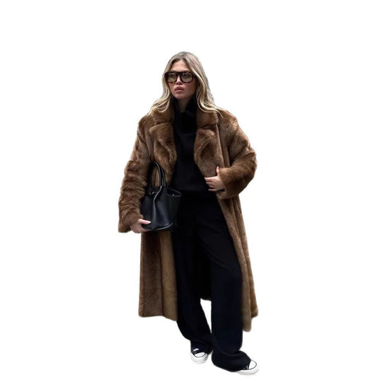 Damen Luxuriöse Kunstfelljacke mit elegantem Revers EB