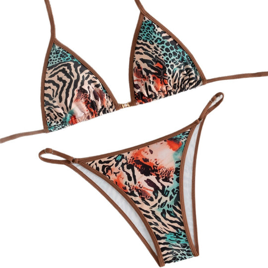Damen Triangel-Bikini mit animalischem Druck EB