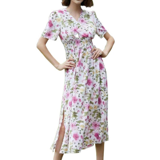 Damen Maxikleid mit fließendem Schnitt und floralem Design EB