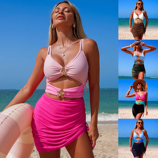 Damen Badeoberteil mit Cut-Outs und Raffung EB