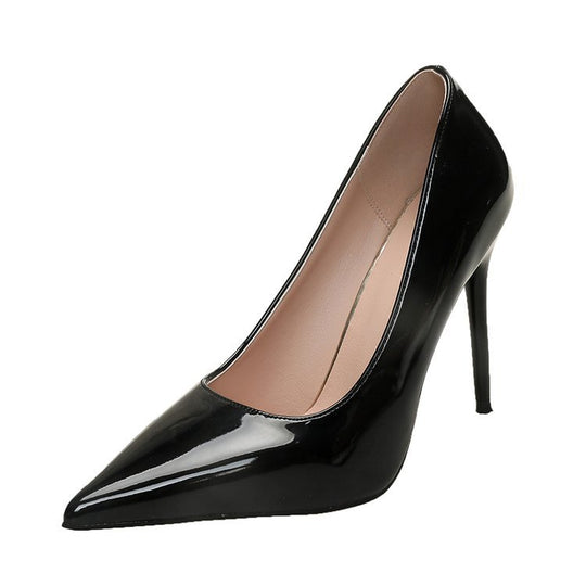 Damen Spitze High Heels mit glänzender Lackoberfläche EB