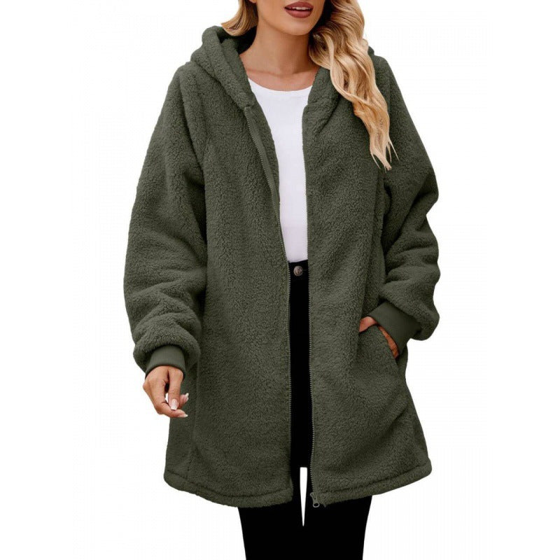 Damen Kuschelige Fleecejacke mit Kapuze EB