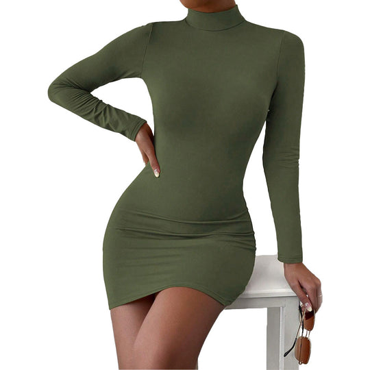 Damen figurbetontes Langarm-Minikleid mit Stehkragen und Sculpting-Jersey Eichborn Berlin