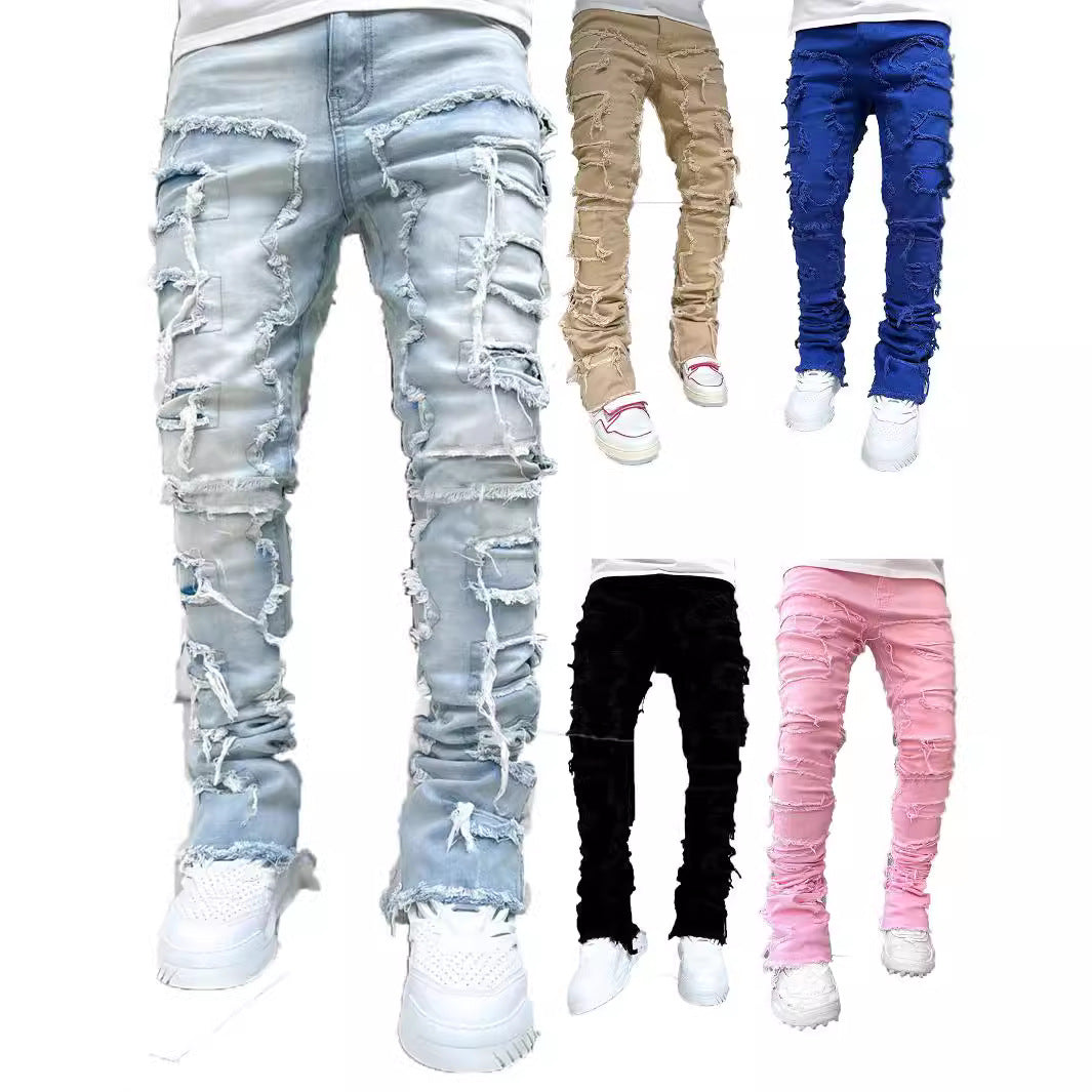 Damen Skinny Jeans mit fransigen Details EB