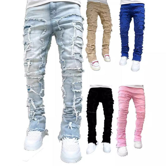 Damen Skinny Jeans mit fransigen Details EB