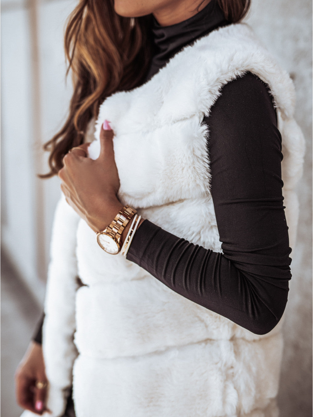 Damen Fleece-Weste mit trendigem Kragen und weichem Innenfutter EB