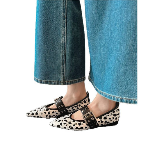 Damen elegante spitze Riemchenballerinas mit Nieten EB