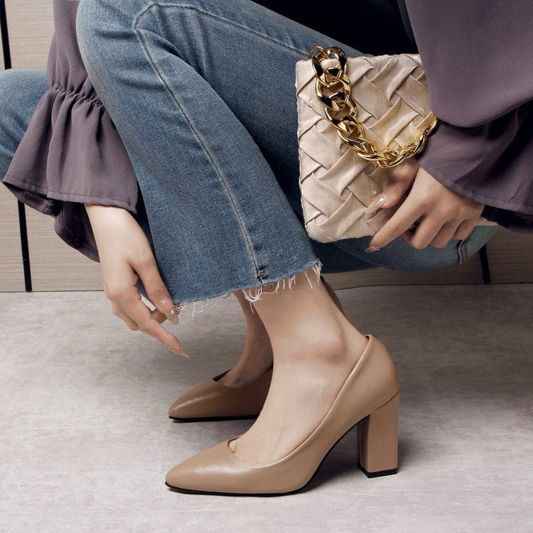 Damen elegante High Heels mit blockiertem Absatz EB