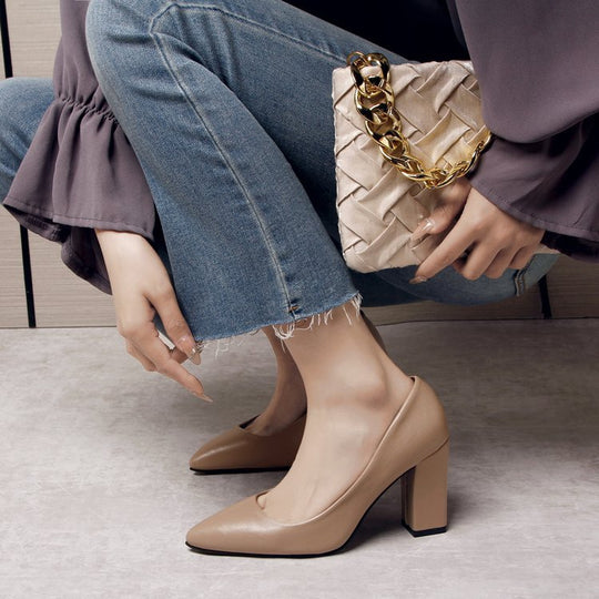 Damen elegante High Heels mit blockiertem Absatz EB