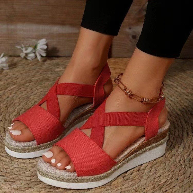Damen Wedge-Sandalen mit geflochtenem Riemedesign EB