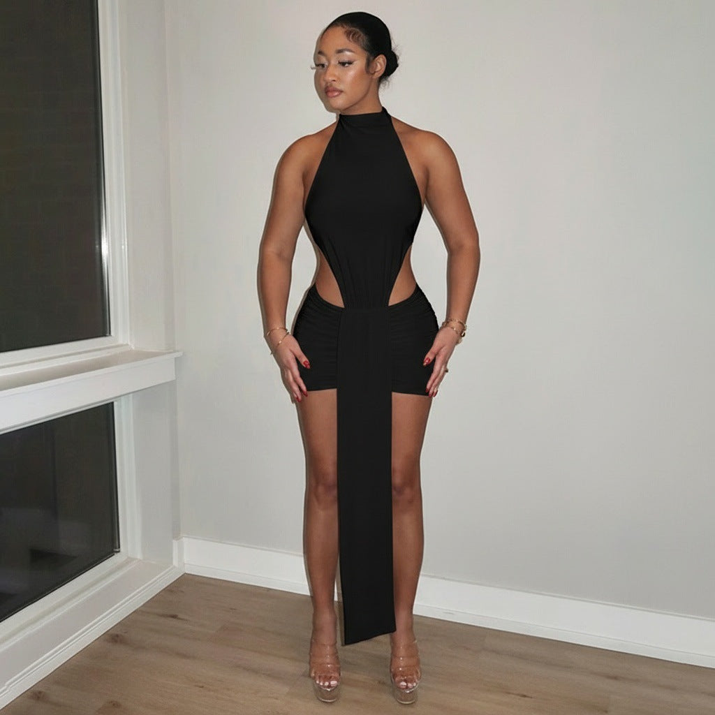 Damen Raffiniertes Minikleid mit eleganter Schlitz- und Wickeldesign EB