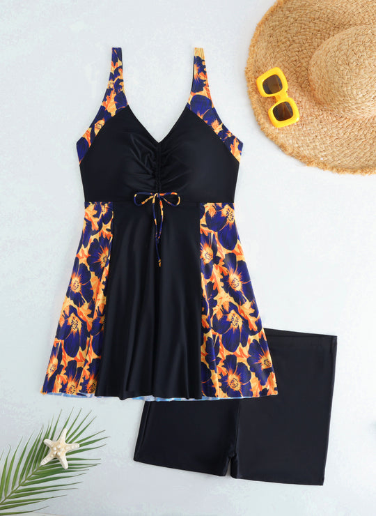 Damen Strandkleid Badeanzug mit elegantem Leopardenmuster EB