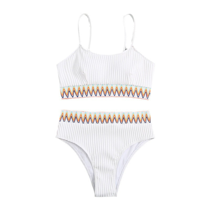 Damen Hoch geschnittener Bikini mit sportlichem Oberteil und kreativem Design EB