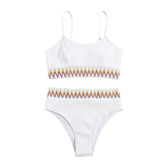Damen Hoch geschnittener Bikini mit sportlichem Oberteil und kreativem Design EB