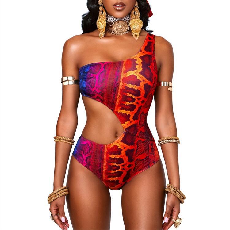 Damen asymmetrischer Cut-Out Badeanzug EB
