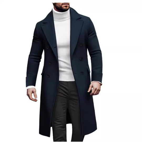 Herren eleganter Mantel mit doppelter Knopfreihe und modernem Schnitt EB