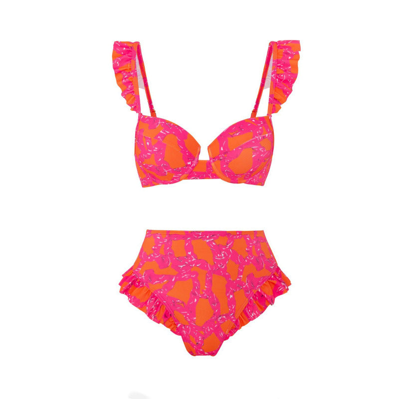 Damen Bikini-Set mit eleganter Rüschendetailierung und stylischem Überrock EB