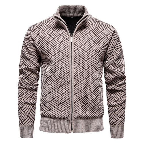 Herren modische Strickjacke mit hochgeschlossenem Kragen und Reißverschluss EB