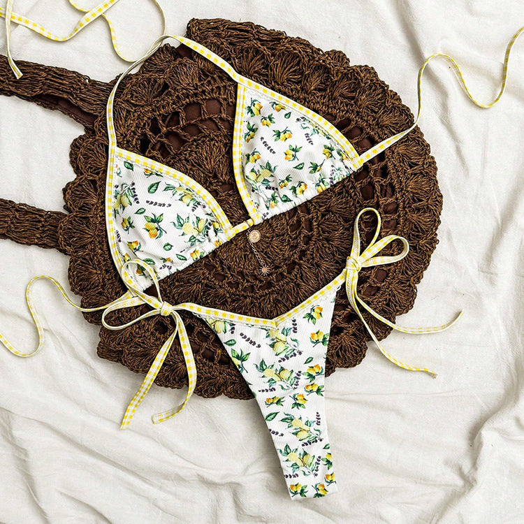 Damen Triangel-Bikini mit fruchtigem Motiv EB