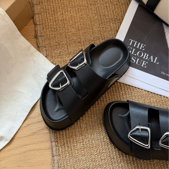 Damen modische Flip-Flops mit verstellbaren Schnallen und rutschfester Sohle EB