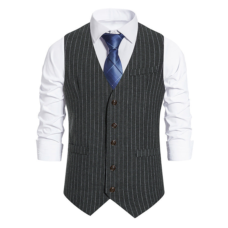 Herren elegante Anzugweste mit feinem Nadelstreifen und praktischen Taschen EB