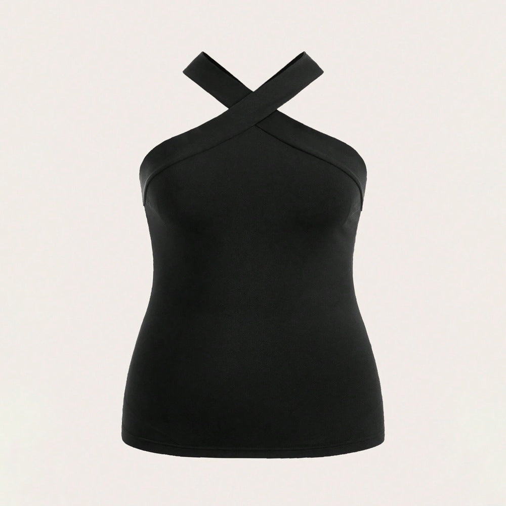 Damen Crop-Top mit schickem Kreuz-Ausschnitt und figurbetontem Schnitt EB