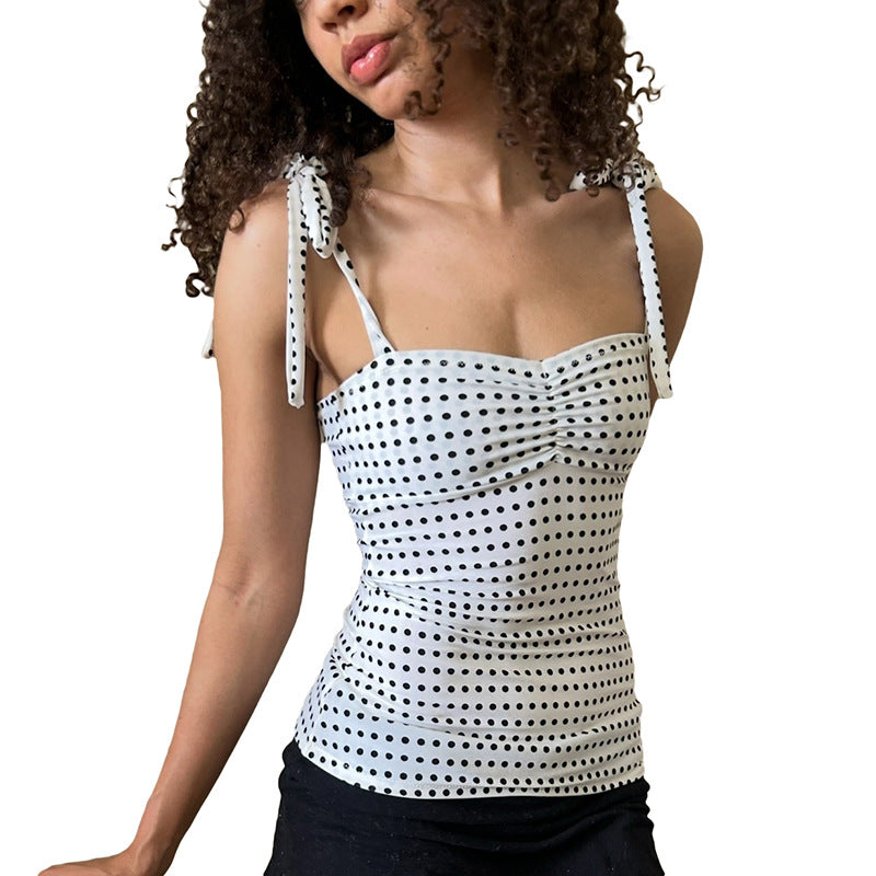 Damen Top mit niedlichem Punkte-Muster und verstellbaren Trägern EB