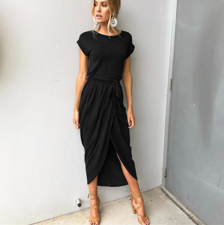 Damen Midikleid mit eleganter Wickeloptik und seitlichem Schlitz EB