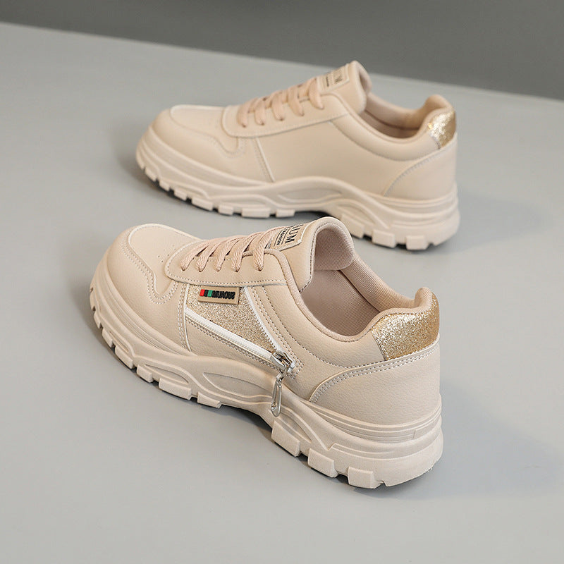 Damen sportliche Sneaker mit modischem Reißverschluss und stoßdämpfender Sohle EB