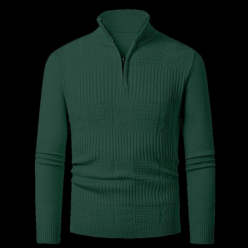 Herren Strickpullover mit modernem Reißverschluss und strukturierter Oberfläche EB