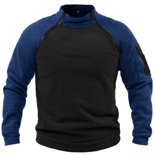 Herren Fleece-Pullover mit hohem Kragen und funktionalen Taschen EB