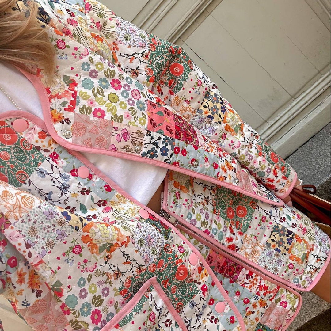 Damen Patchwork Rock mit Reißverschluss und seitlichen Taschen EB