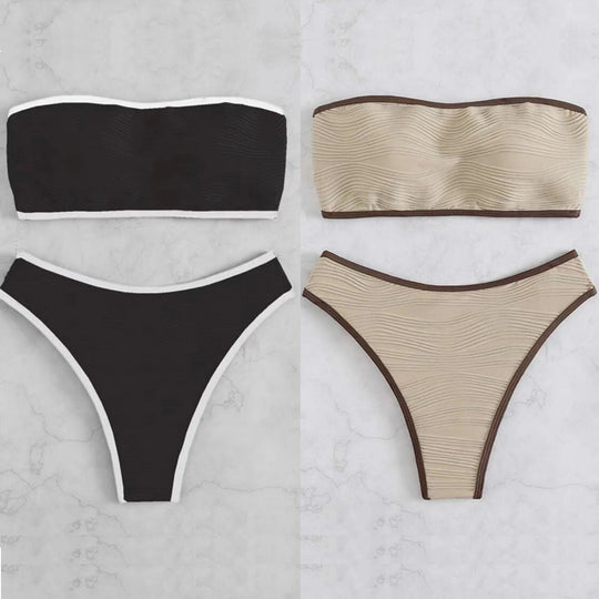 Damen Bandeau-Bikini-Set mit strukturiertem Design EB
