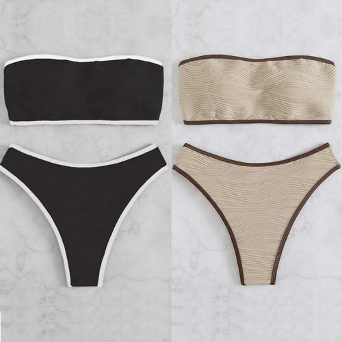 Damen Bandeau-Bikini-Set mit strukturiertem Design EB
