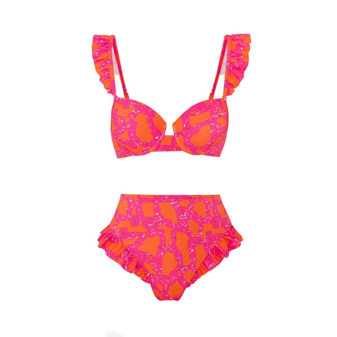 Damen Bikini-Set mit raffinierten Rüschen und elegantem Wickelrock EB