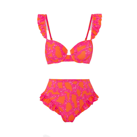 Damen Bikini-Set mit raffinierten Rüschen und elegantem Wickelrock EB