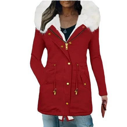 Damen gefütterte Winterjacke mit abnehmbarer Kapuze EB