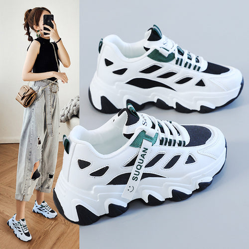 Damen Sportliche Sneakers mit futuristischem Design und atmungsaktiven Einsätzen EB
