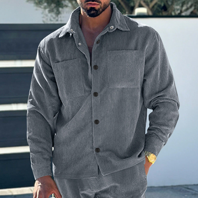 Herren modische Cordjacke mit praktischen Taschen und modernem Schnitt EB